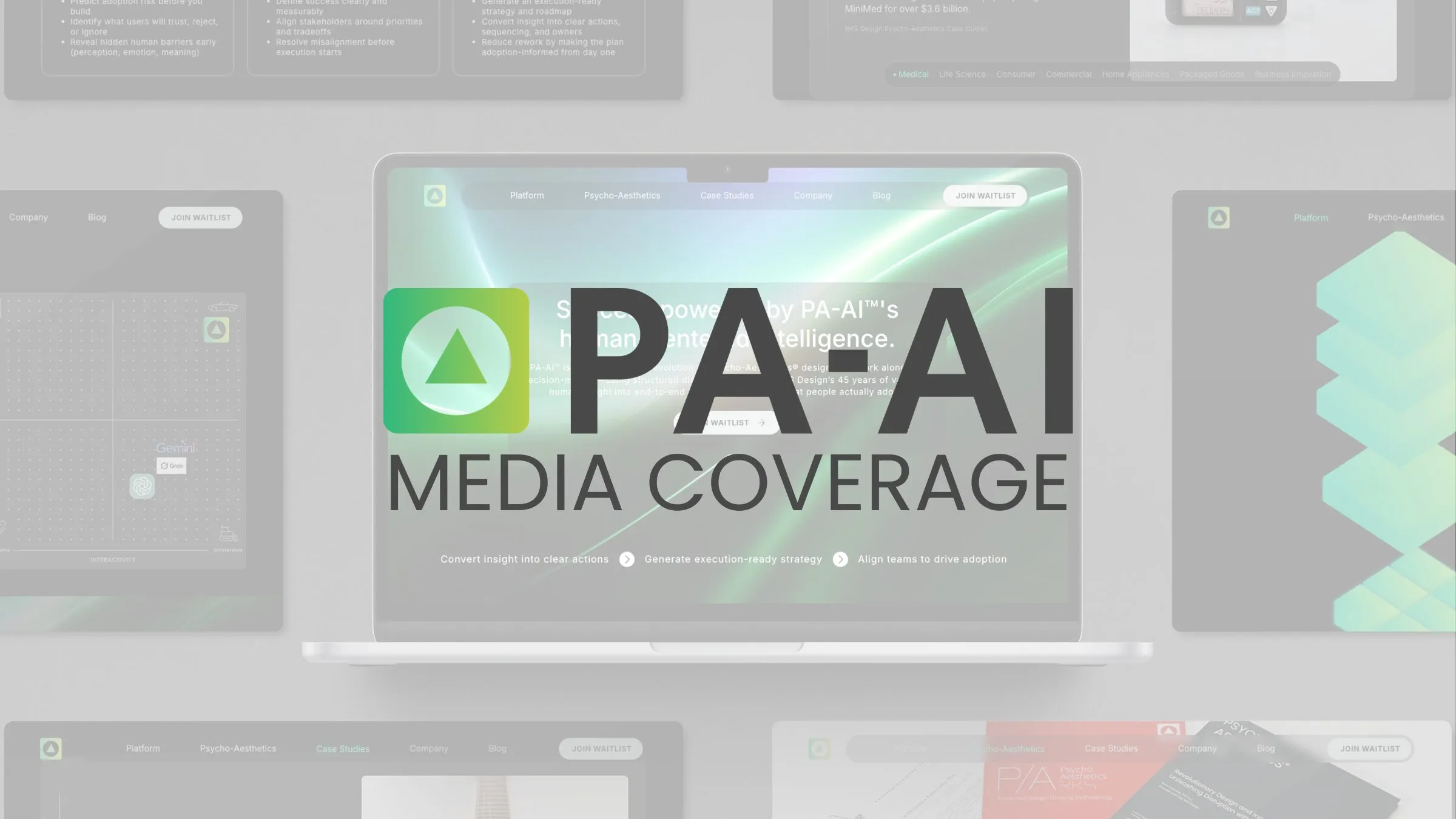 A Eydora Media Coverage title card layered over screenshots of Eydora web pages shown on a laptop.
